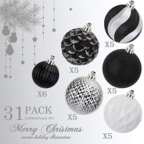31pcs 2.75in & 1.97in Shatterproof Balls for Christmas Decoration