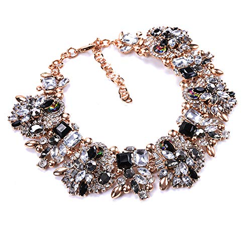 Vintage Chunky Chain Choker Collar Bib Crystal Rhinestone Statement Necklace