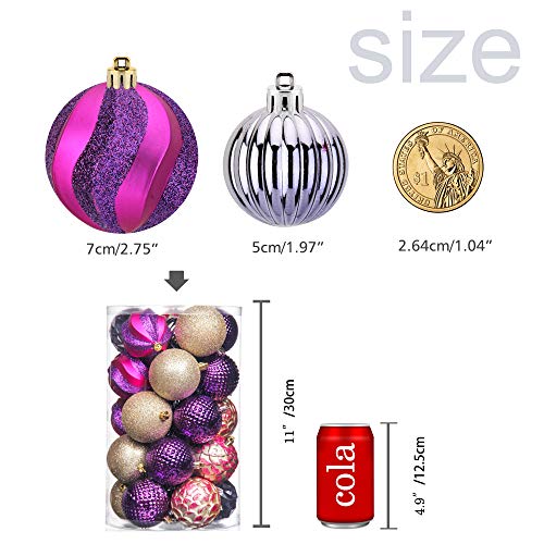 31pcs 2.75in & 1.97in Shatterproof Balls for Christmas Decoration