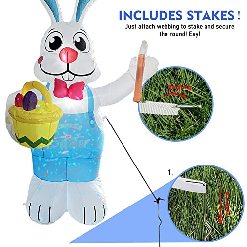 6ft Inflatable Easter Basket & Bunny for Home Decoration / Built in LED