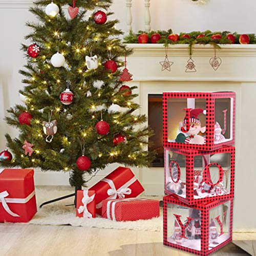 Transparent Joy Box Blocks Christmas Decorations