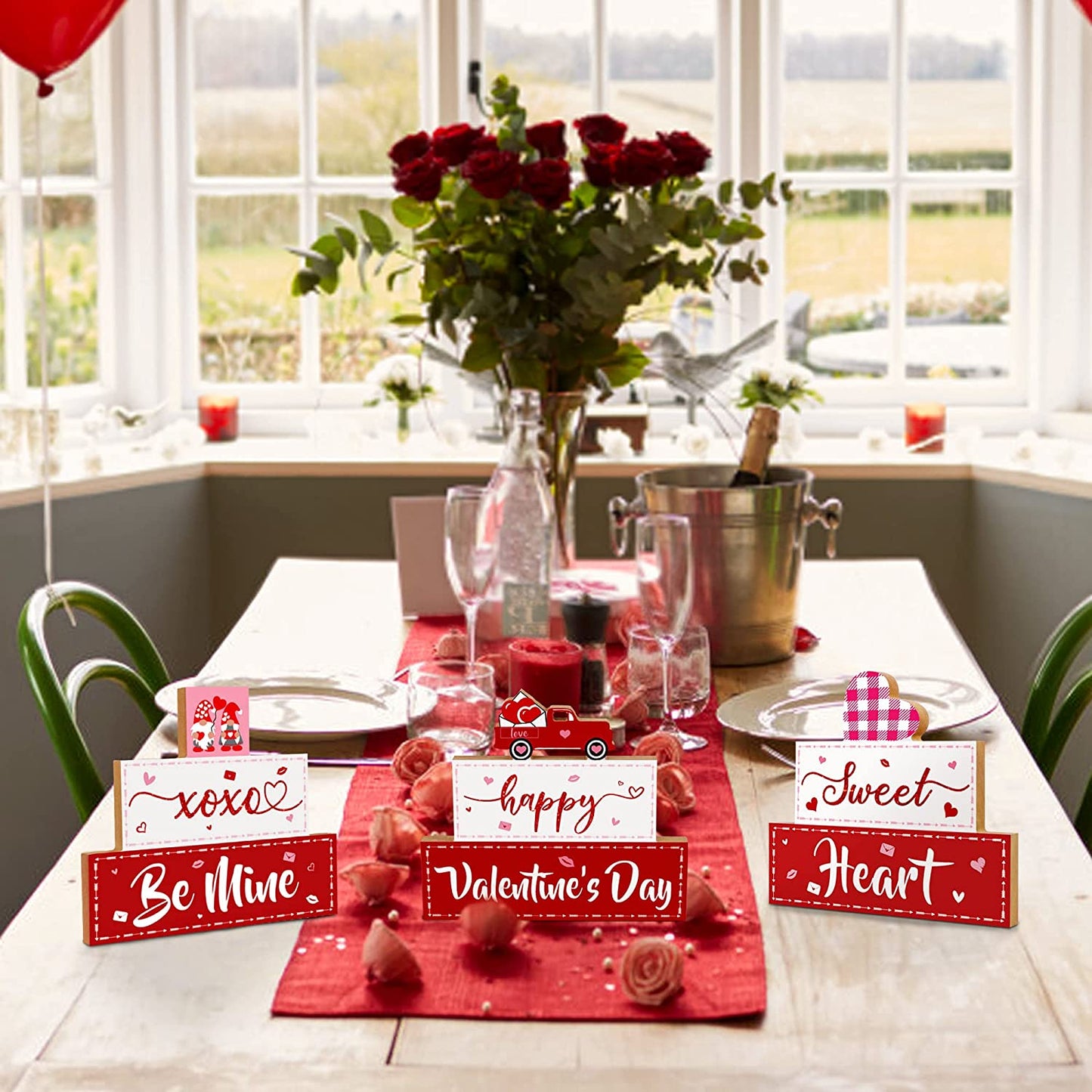 3 PCS Happy Valentine's Day Wooden Sign, XOXO Be Mine, Sweet Heart