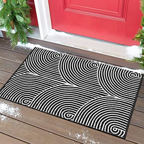 Black & White Kitchen Rug Machine Washable Cotton Hand-Woven