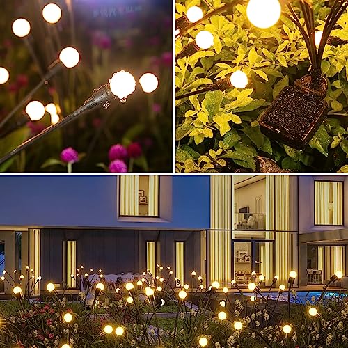 New Generation Bigger Waterproof Solar Outdoor Swaying Solar Garden Lights Firefly Lights for Patio Pathway Outdoor Decor Warm White