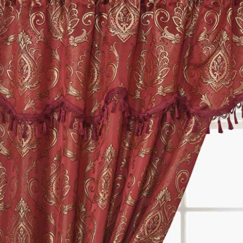 Simple Classic Window Curtain Panel Drape w/ Attached Wave Valance 2pcs Set 54x84"