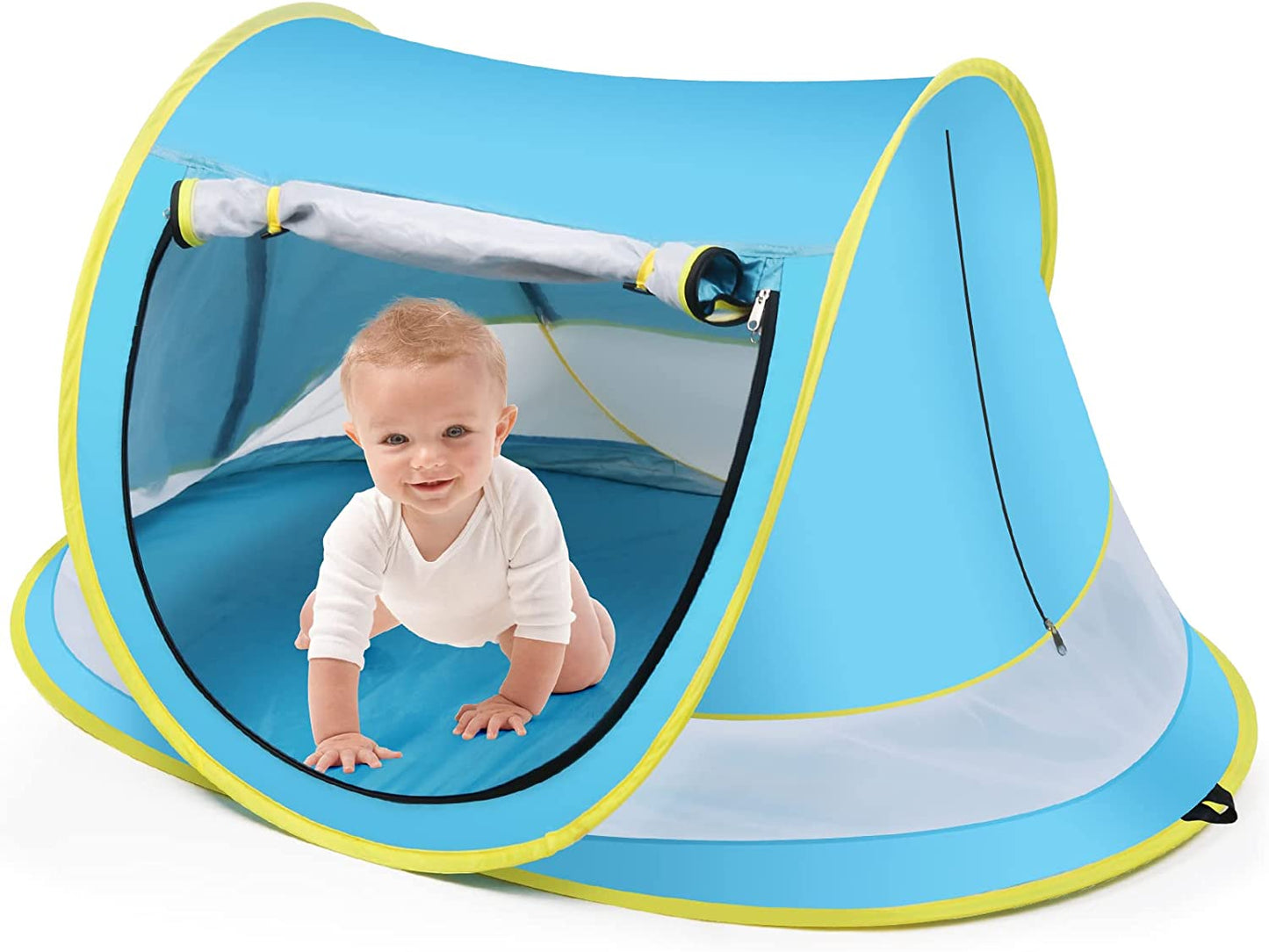 Large Pop Up Beach Tent Sun Shade for Beach,Portable Baby Travel Tent w/ Mosquito Net UPF 50+ UV Protection