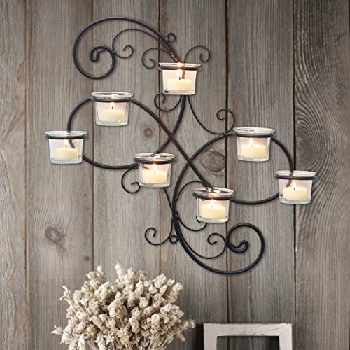 Decorative Black Tea Light Candle Holder Hanging Wall Scone Decor