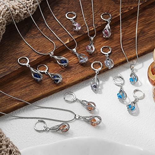 Silver Jewelry Sets for women Crystal Bridal Accessories Necklace Earrings