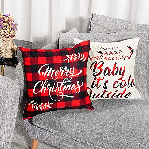 Set of 4 Christmas Throw Pillow Covers 18 x 18