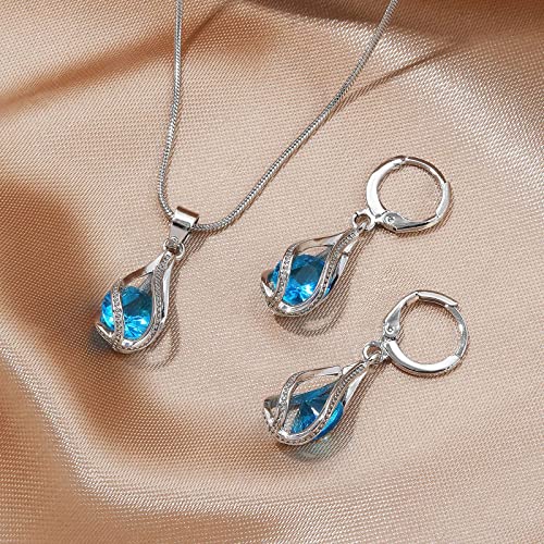 Silver Jewelry Sets for women Crystal Bridal Accessories Necklace Earrings