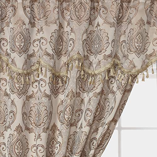 Simple Classic Window Curtain Panel Drape w/ Attached Wave Valance 2pcs Set 54x84"