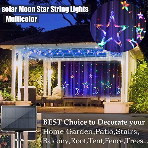 Star Solar Lights 138LED Christmas Curtain Lights Decoration