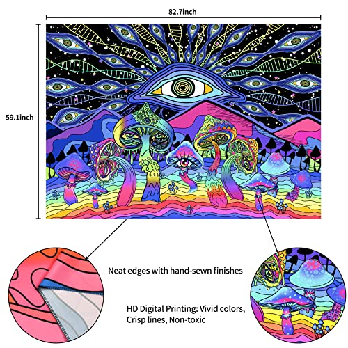Trippy Mushroom Psychedelic Eyes Tapestries (51.2 x 59.1 inches)