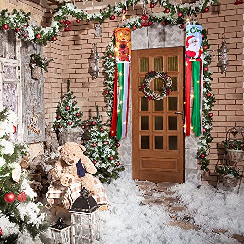 39 Inch 4 Pcs Christmas Windsock Flags w/ LED Lights