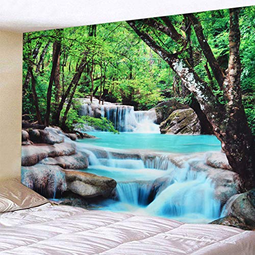 Nature Stone River Waterfall Forest Tapestry
