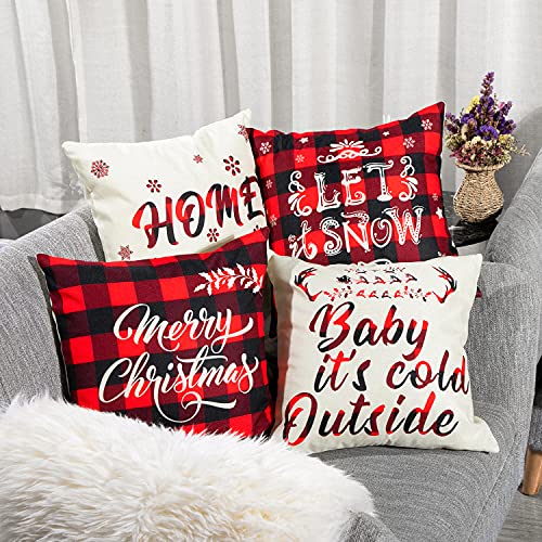 Set of 4 Christmas Throw Pillow Covers 18 x 18