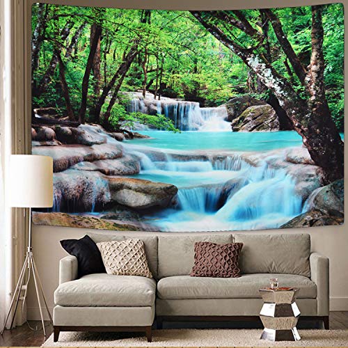 Nature Stone River Waterfall Forest Tapestry