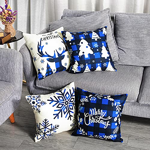 Set of 4 Christmas Throw Pillow Covers 18 x 18