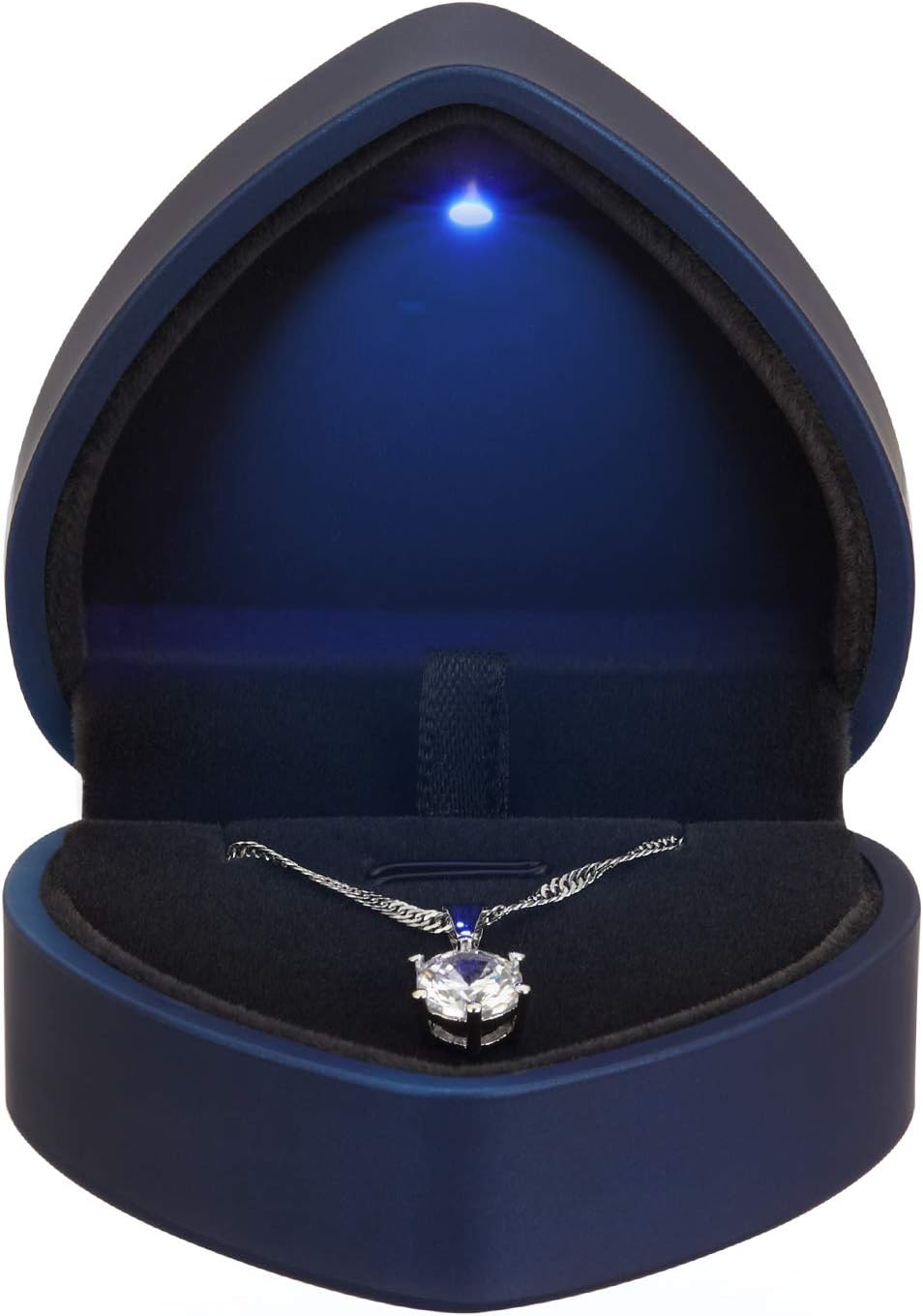 Heart Shaped LED Pendant Necklace Box, Jewelry Gift Boxes for Bracelet Bracelets, Small Jewelry Display with Light for Proposal Engagement Wedding Valentine's Day (Blue)