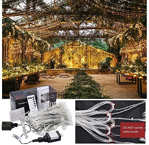 304 LED Curtain String Lights, 9.8 x 9.8 ft, 8 Modes Plug in w/ Remote