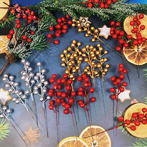 24 pcs Berries Stems for Christmas Ornaments