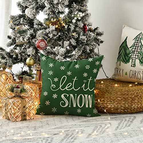 Set of 4 Christmas Throw Pillow Covers, 18 x 18 Inch
