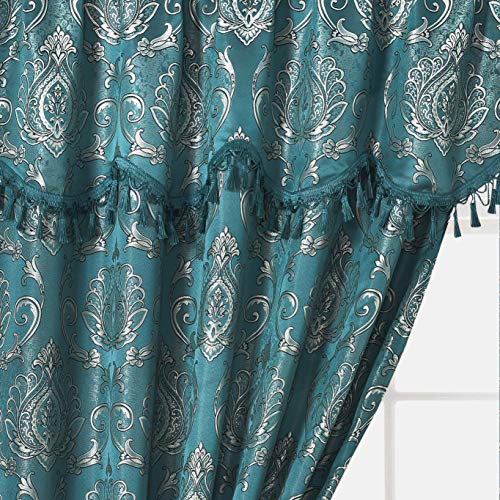Simple Classic Window Curtain Panel Drape w/ Attached Wave Valance 2pcs Set 54x84"