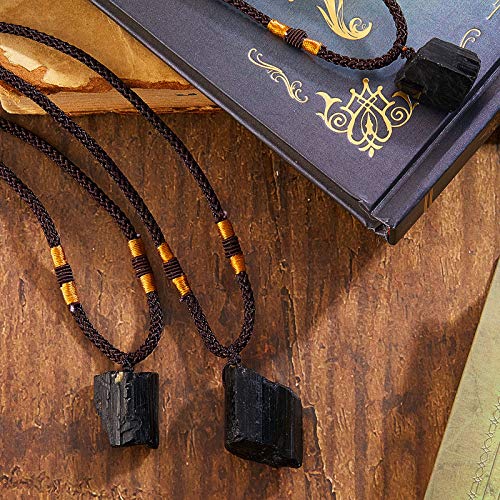 6 Pcs Natural Black Tourmaline Necklace Amulet Crystal Healing Necklace