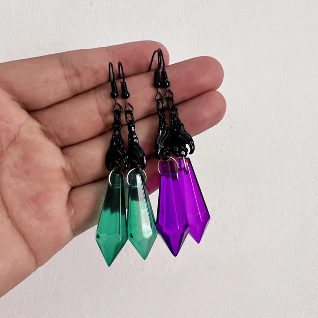 Gothic Dark Bat Dangle Earrings Red Black Crystal Gems Bat Earrings Punk Rock Style Bat Animal Earrings