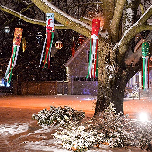 39 Inch 4 Pcs Christmas Windsock Flags w/ LED Lights