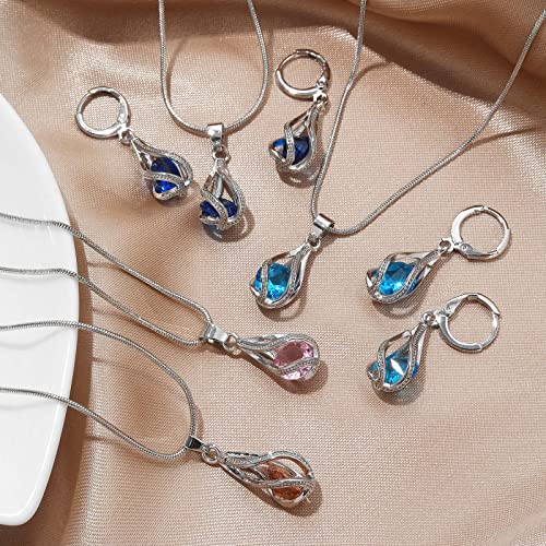 Silver Jewelry Sets for women Crystal Bridal Accessories Necklace Earrings