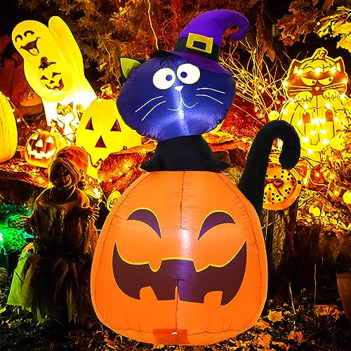 Halloween Inflatable Skull Face Spider Scary Creepy, Blow Up Spider with Built-in LED