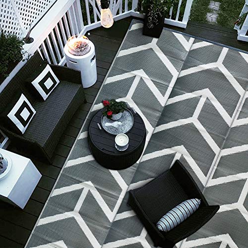 Modern Reversible Mats, Plastic Straw Area Rug 5'x8'