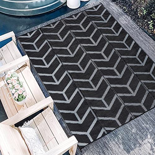 Modern Reversible Mats, Plastic Straw Area Rug 5'x8'