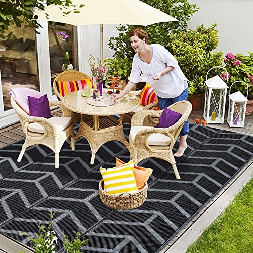 Modern Reversible Mats, Plastic Straw Area Rug 5'x8'