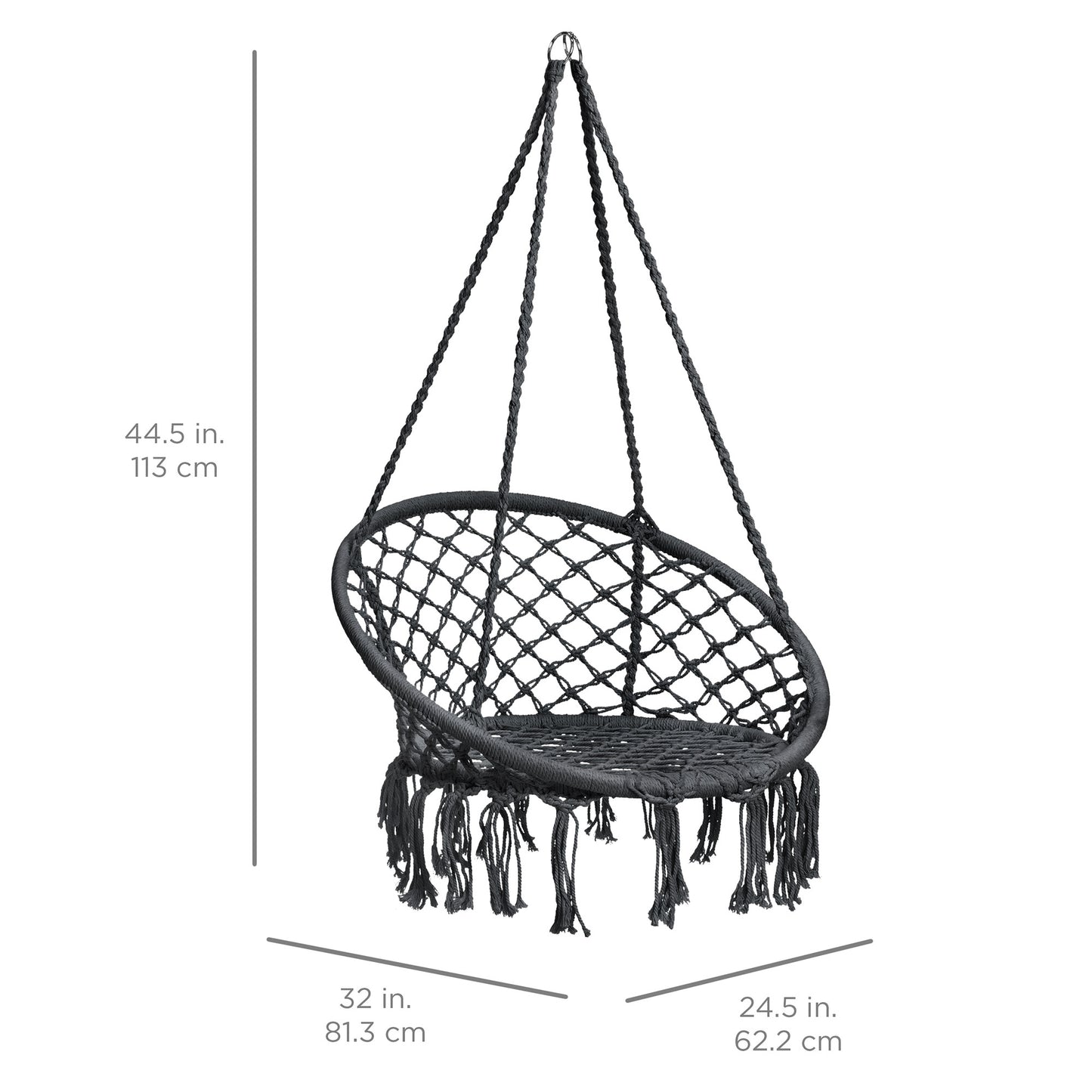 Handwoven Cotton Macrame Hammock Hanging Chair w/ Backrest