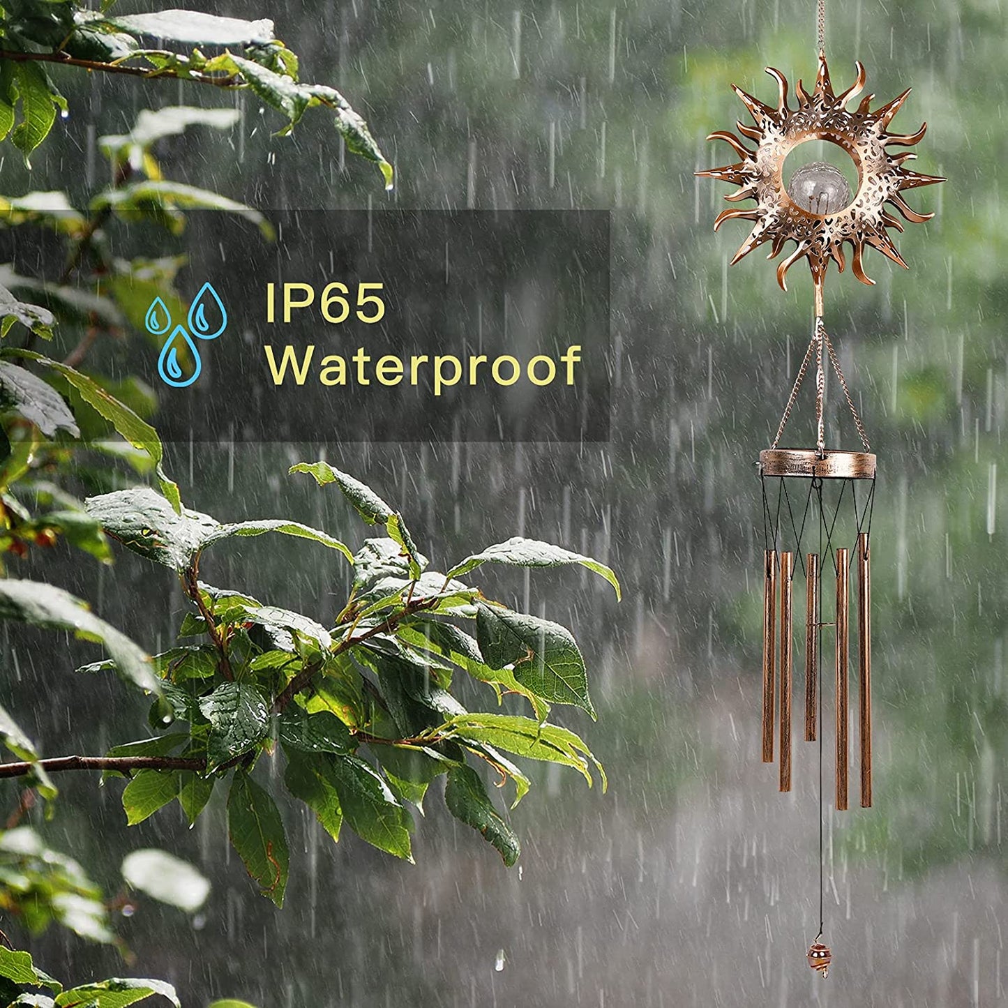 Solar Wind Chimes Cracked Glass Balls for Outdoor Garden Decoration