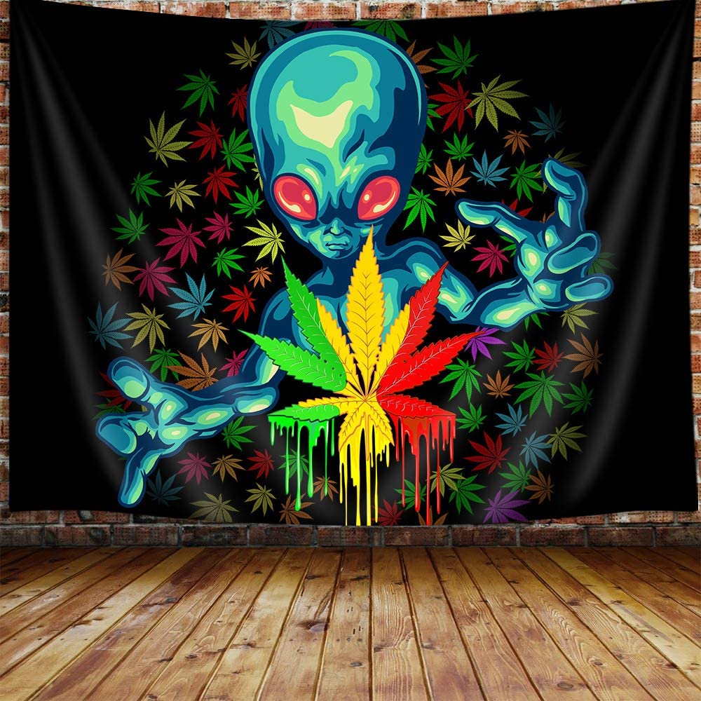 Psychedelic Trippy Alien Leaf Tapestry Wall Hanging 60X40Inches