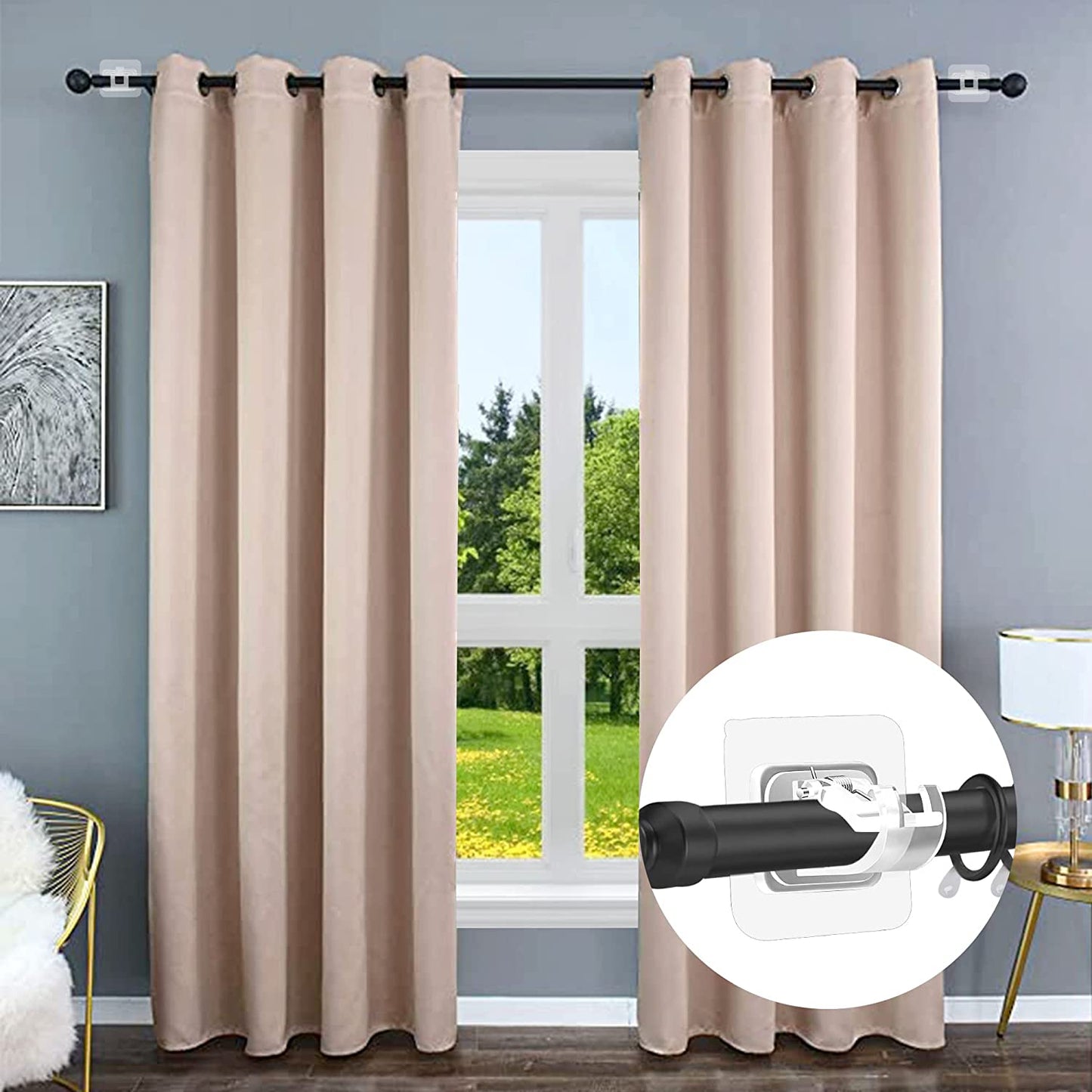 10PCS Curtain Rods No Drilling Rod Brackets Self Adhesive Nail Free