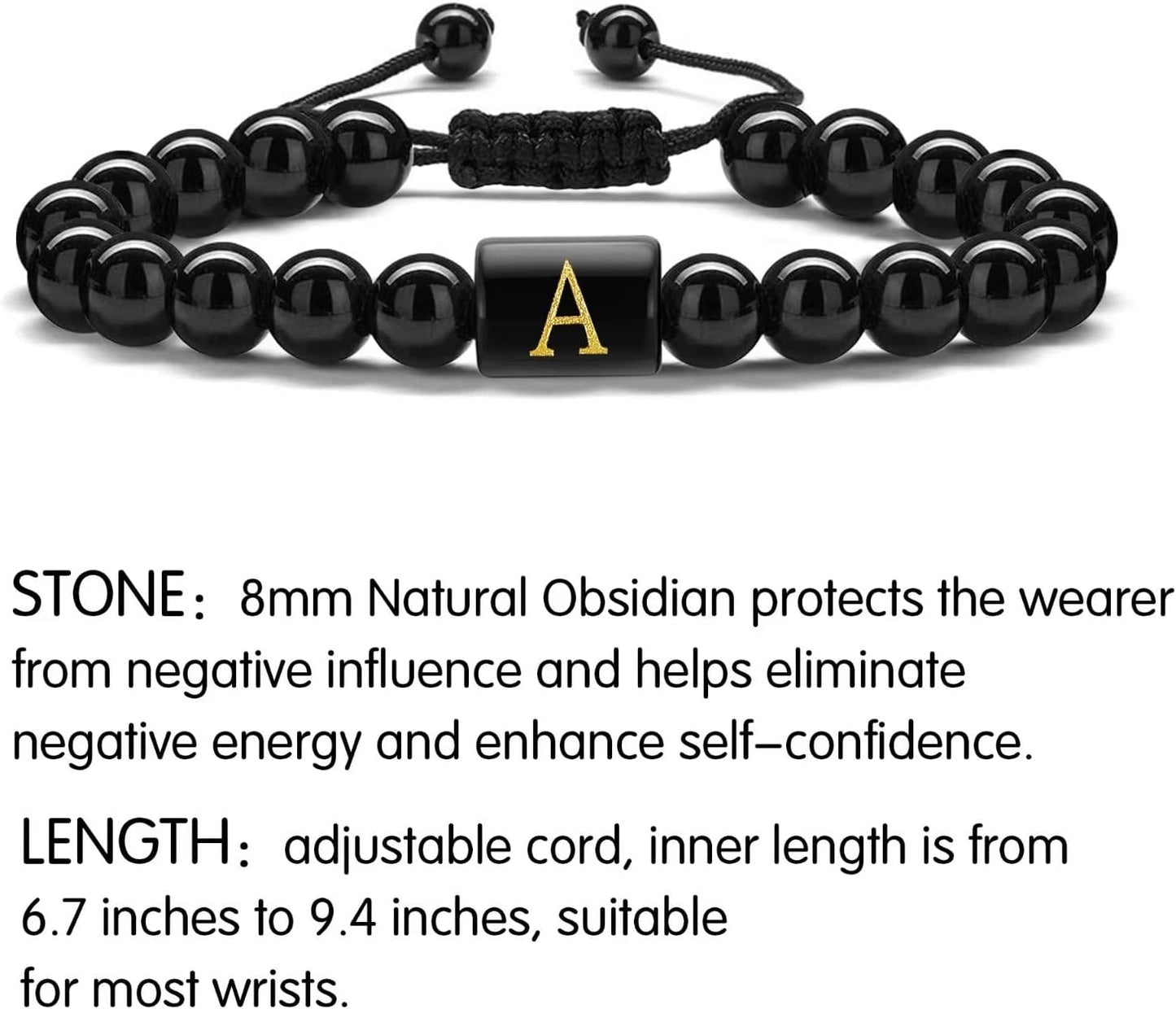 Christmas Gifts for Men Teen Boys - 8mm Tiger Eye Lava Rock Stone Beaded Bracelets for Men Initial Link Handmade Obsidian Mens Bracelet Personalized Birthday Christmas Gift for Husband Dad Boyfriend