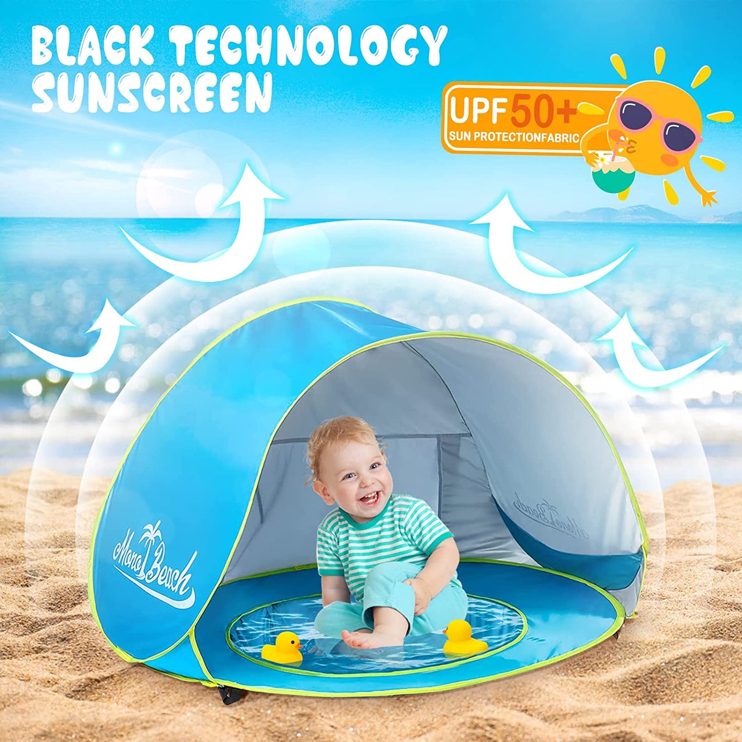 Baby Beach Tent Pop Up Portable Shade Pool UV Protection Sun Shelter for Infant