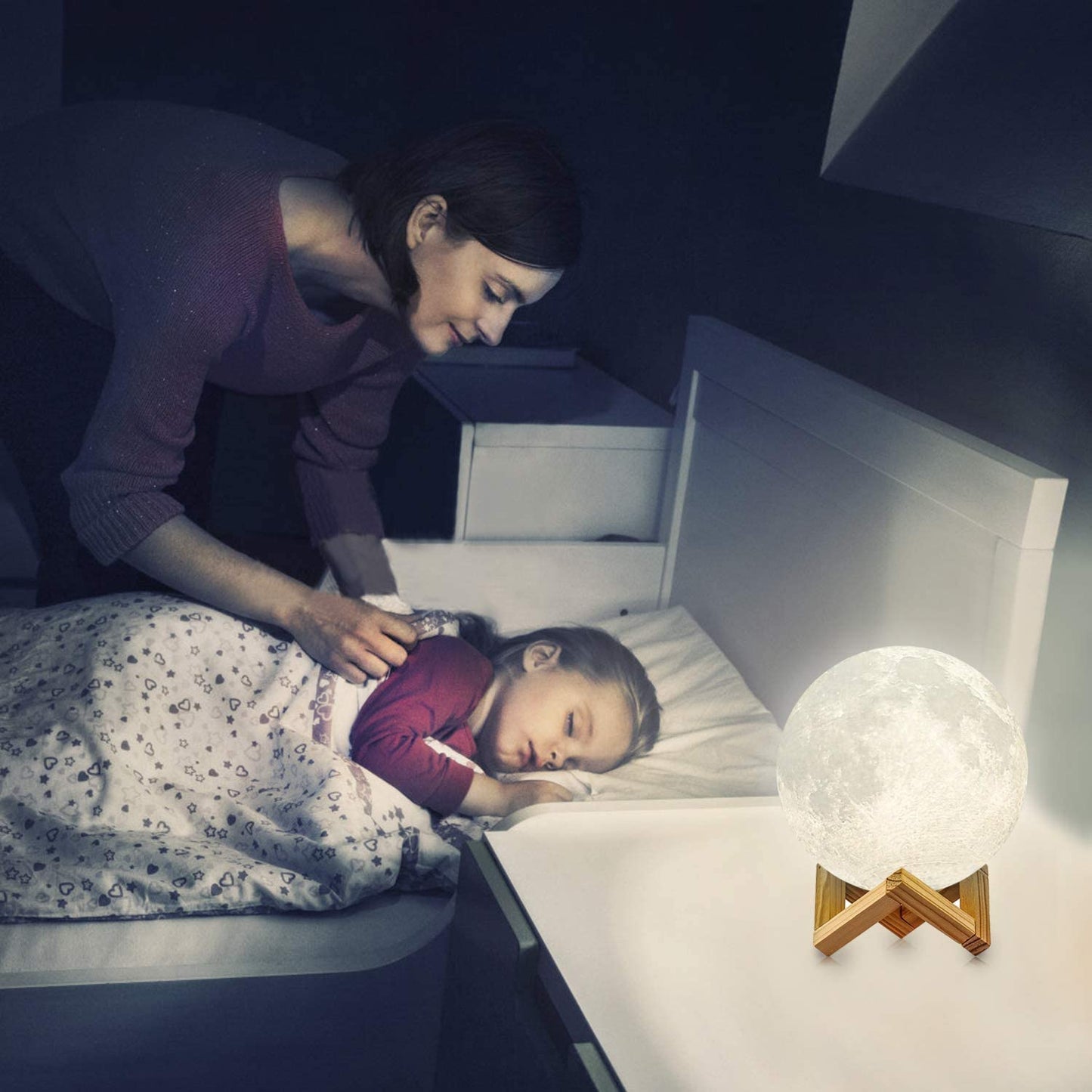 Moon Lamp, 16 Colors 3D Printed Moon Lights w/ Stand, Remote & Touch Control, USB, 4.72in