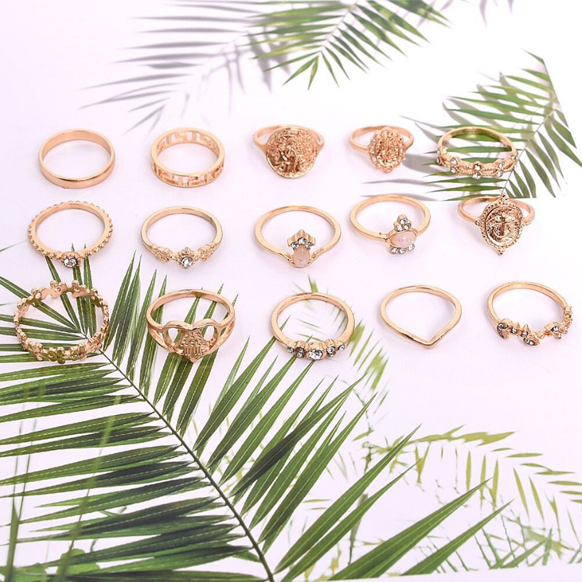 15 Packs Women Stackable Vintage Rings Set