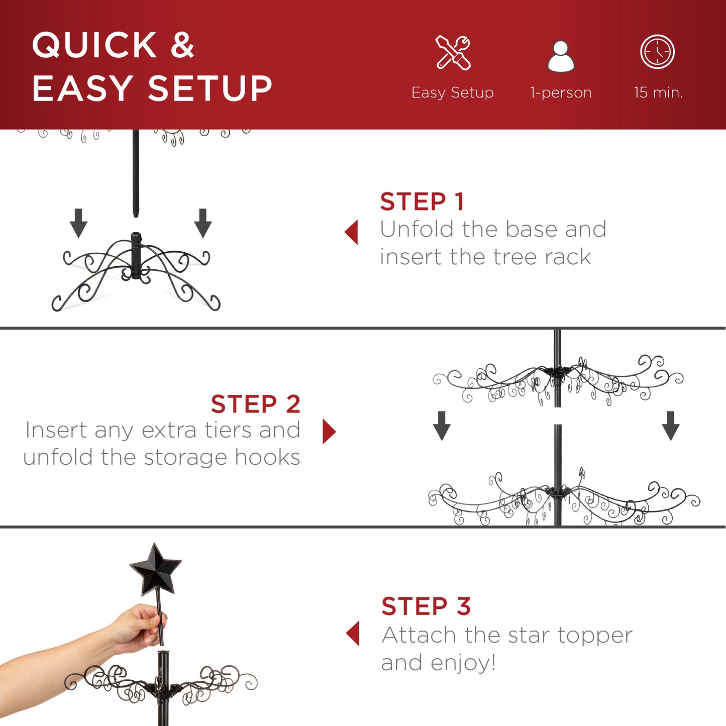 3ft Wrought Stand Iron Ornament Display Christmas Tree