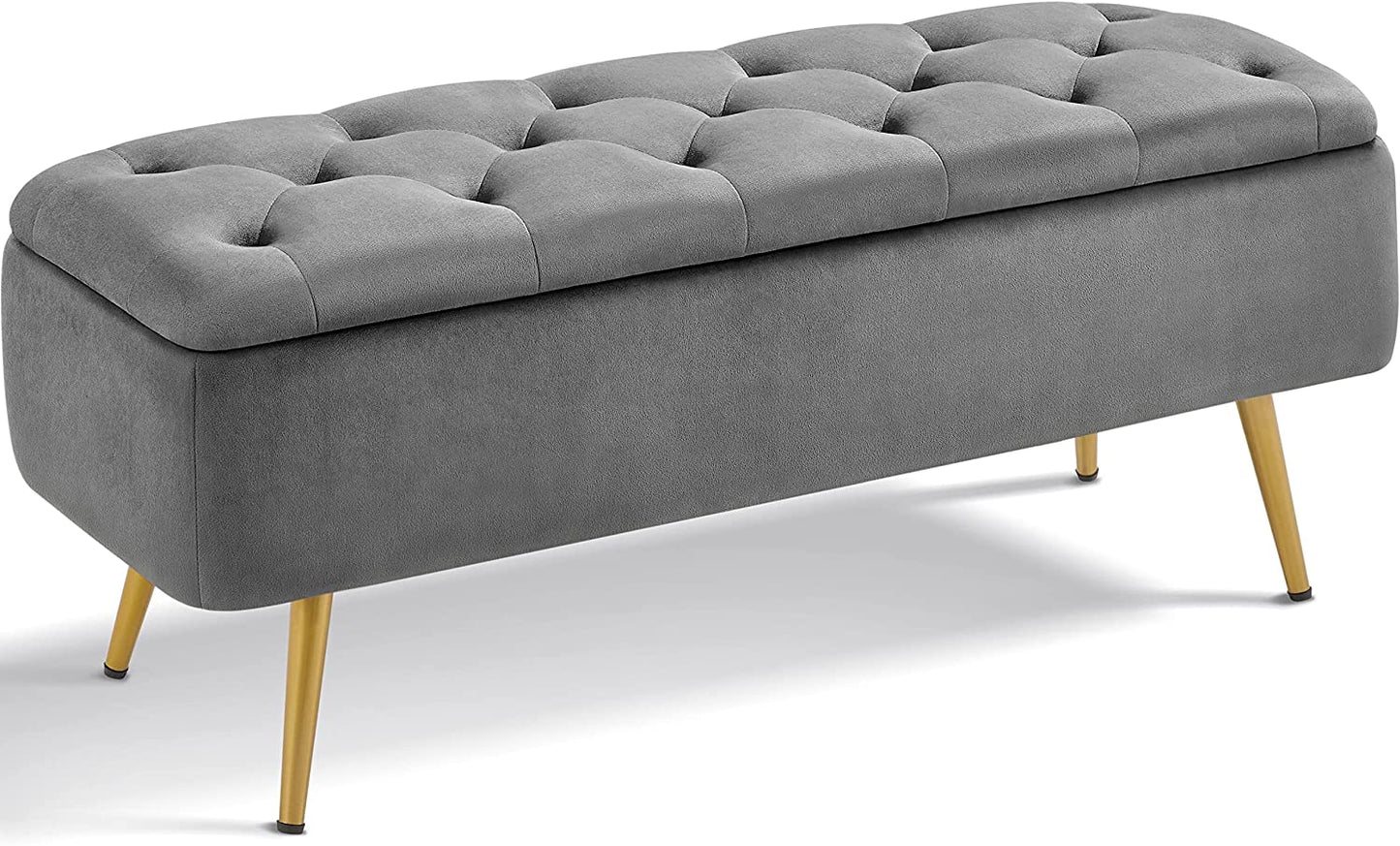 Folding Storage Ottoman Bench 42.7 Inches -Gray