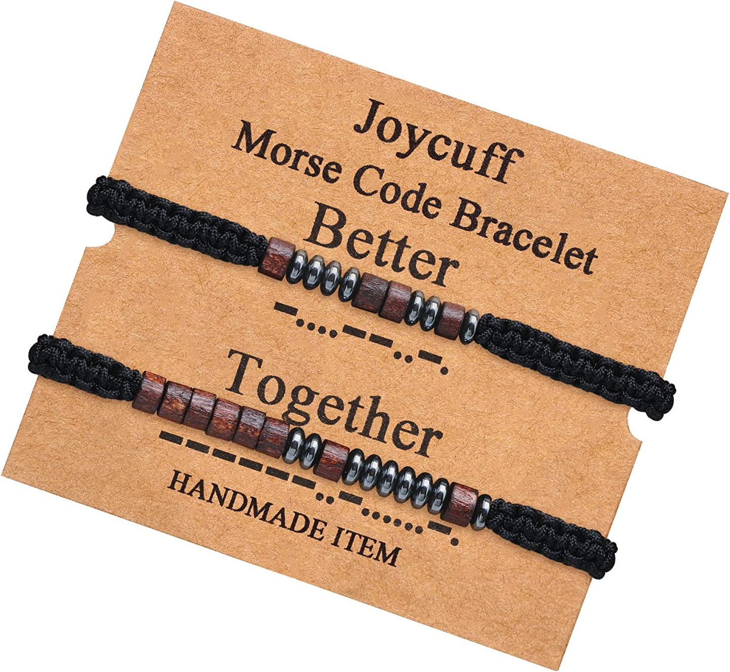 Morse CODE Bracelet for Couples Adjustable Strand Engraved Matching Love Bracelets -Valentines Day Gift