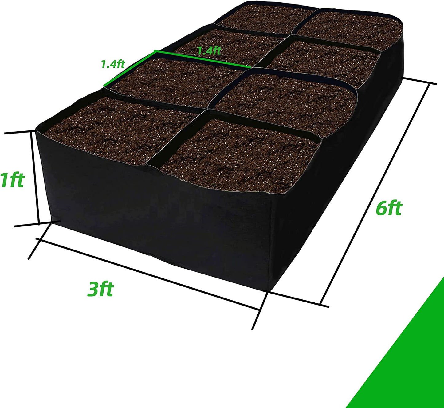 Fabric Raised Garden Bed 6x3x1ft for Growing Herbs, Flowers & Vegetables 128 Gallon