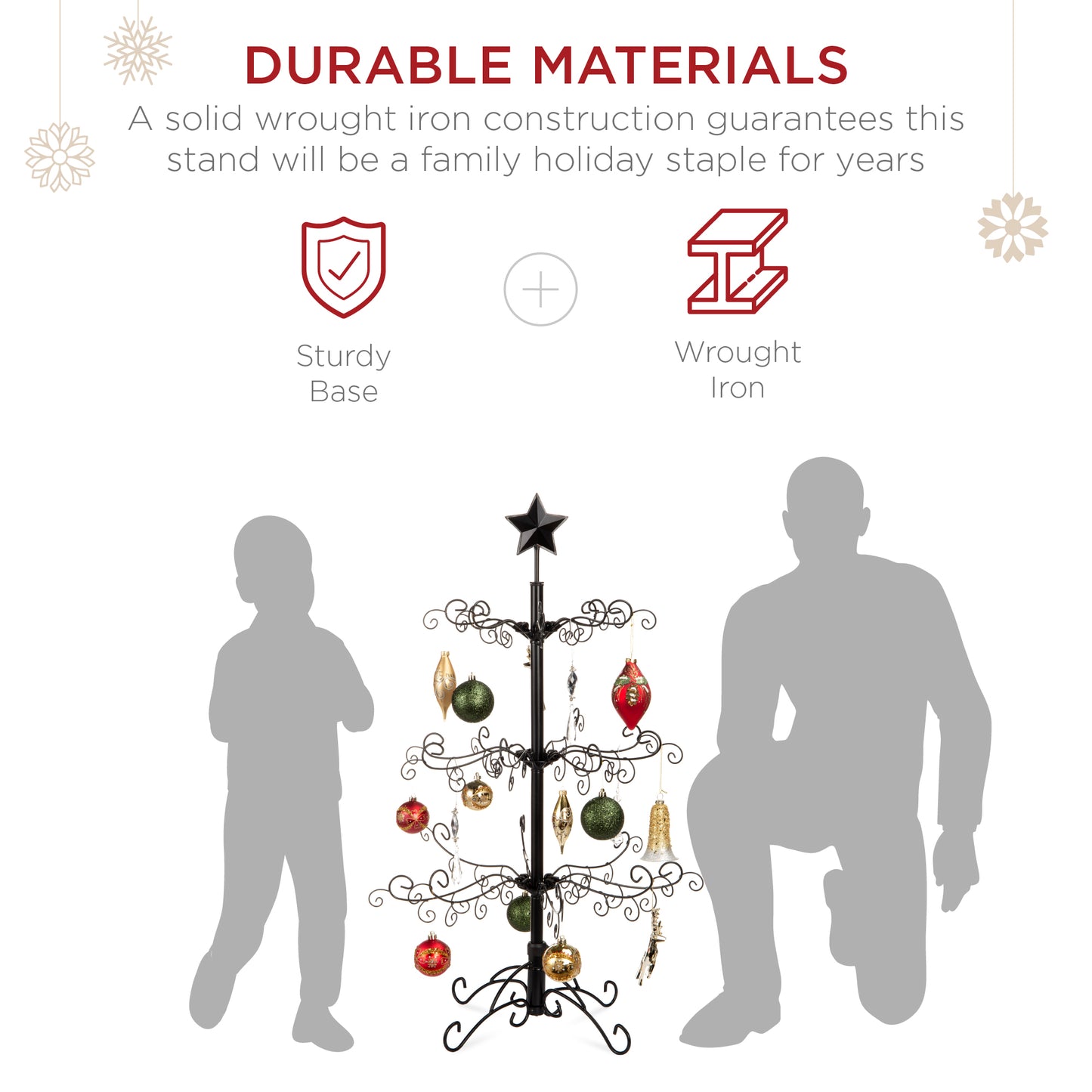 3ft Wrought Stand Iron Ornament Display Christmas Tree