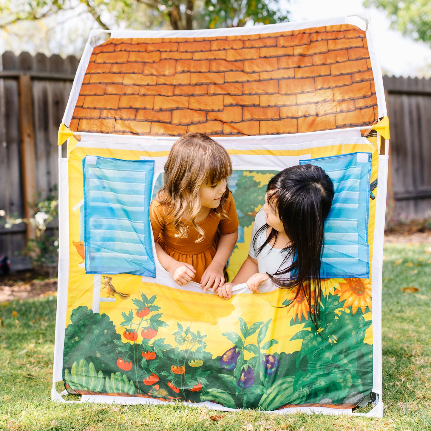 Kids Cozy Cottage Fabric Play Tent & Storage Tote