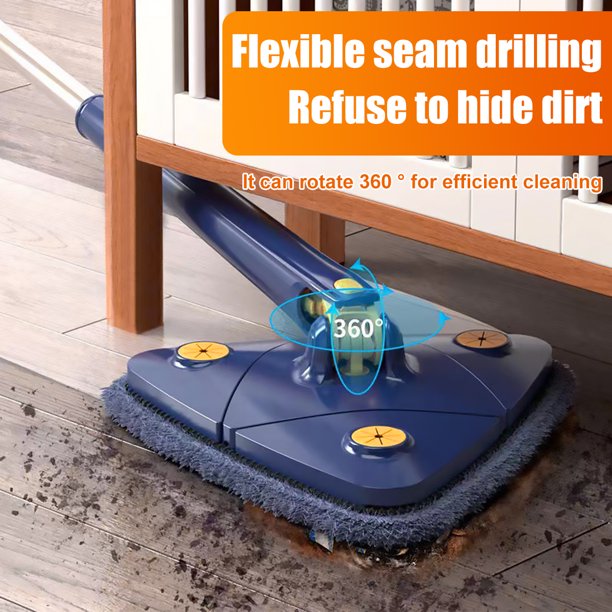 Cleaning Mop,360 Degrees Rotatable Extendable 51Inch Triangle Automatic Water Squeezing